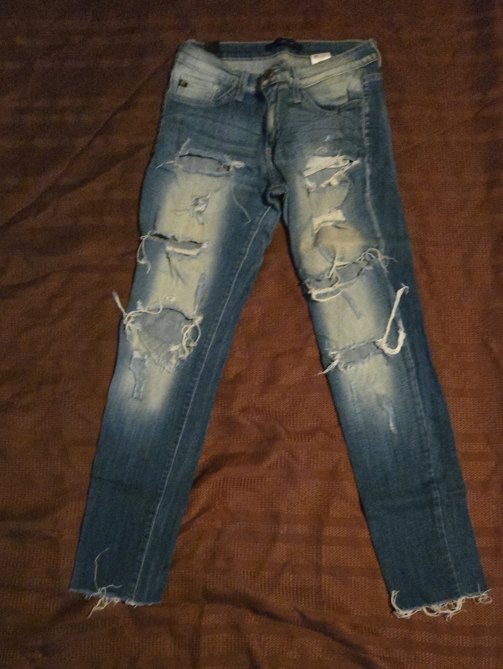 KanCan Women's Distressed Skinny Jeans - Faded Blue